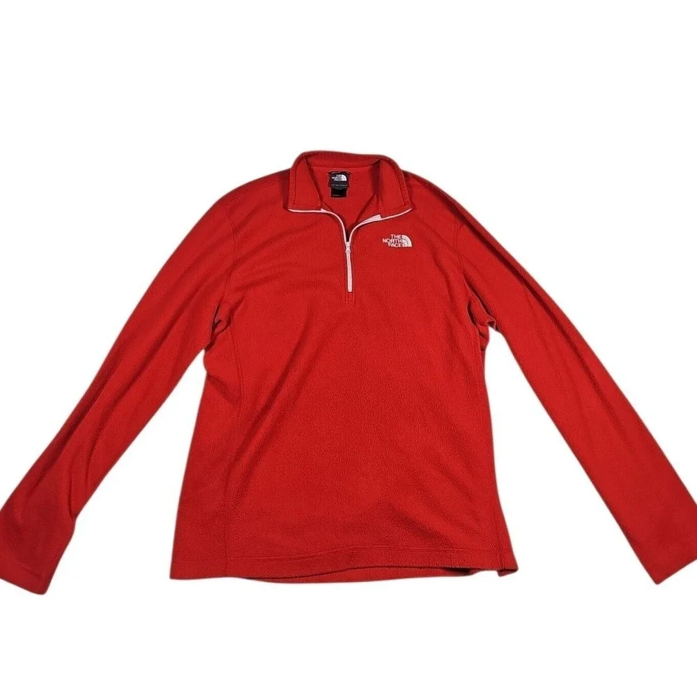 The North Face‎ Fleece Pullover Quarter Zip Red Sweater Mens L/G